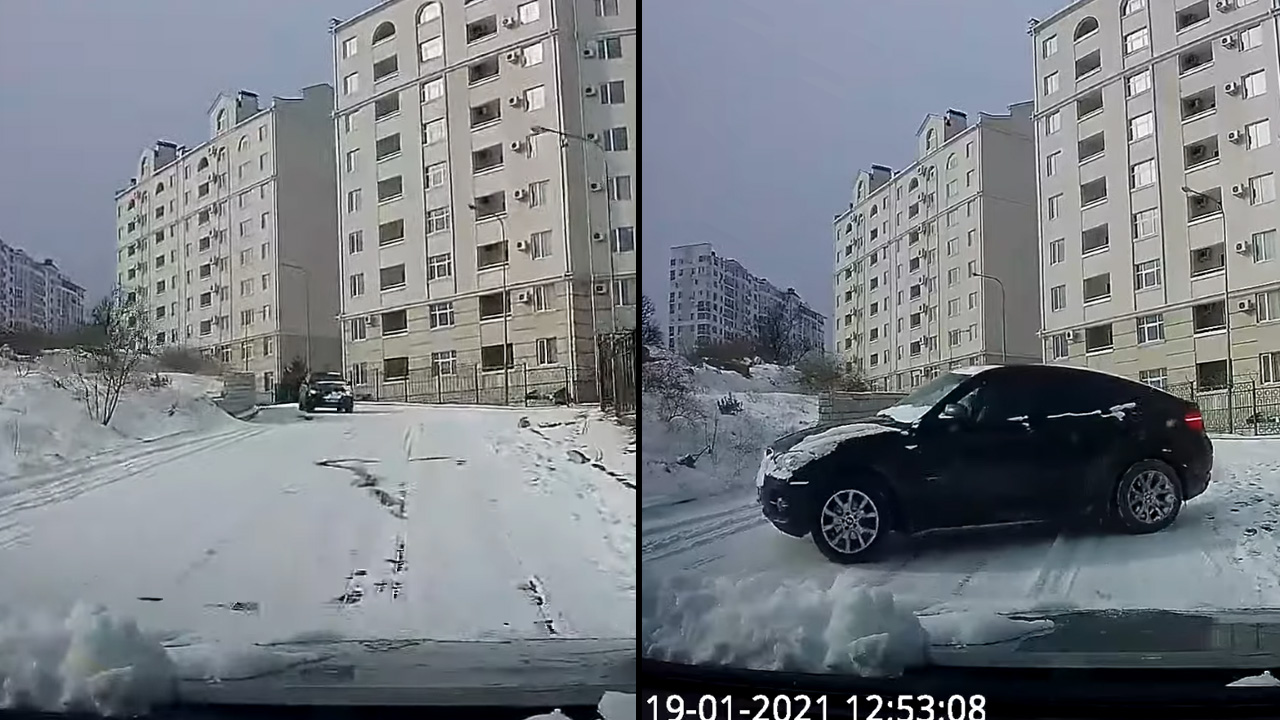 ชมปฏิกิริยาสุดฉับไวที่ทำให้คนขับคนนี้รอดจากการถูก BMW X6 ชน