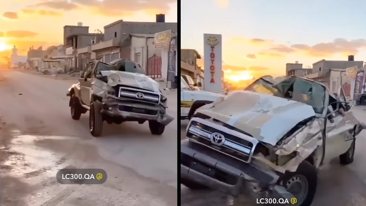 Toyota Land Cruiser สภาพพังยับเหมือนผ่านสมรภูมิรบ แต่ไหงขับต่อได้เฉย