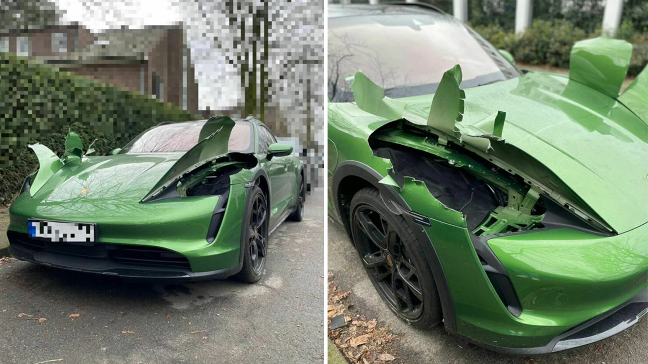 Porsche Taycan Cross Turismo ถูกโจรขโมยไฟหน้า